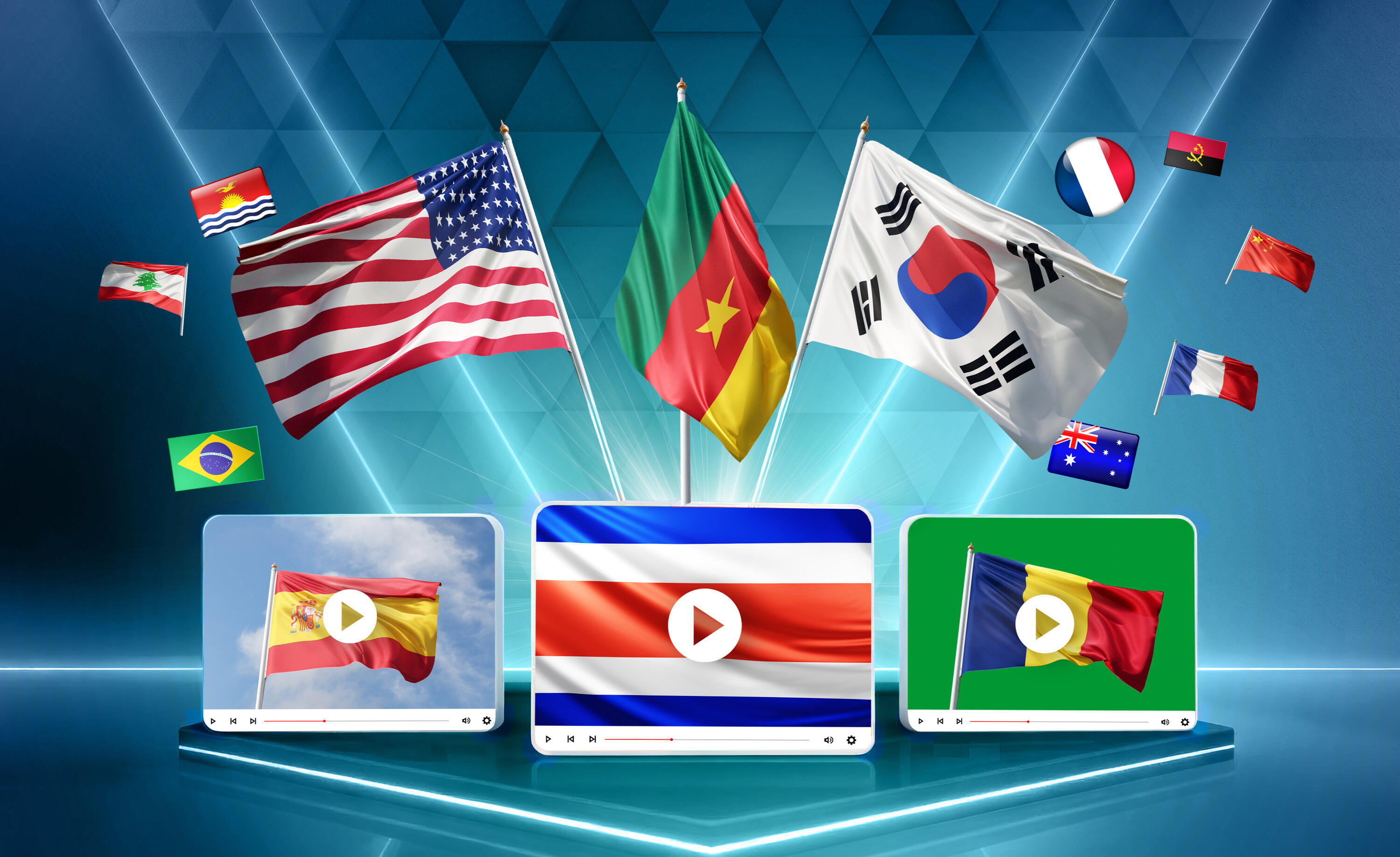 promotional image with flags